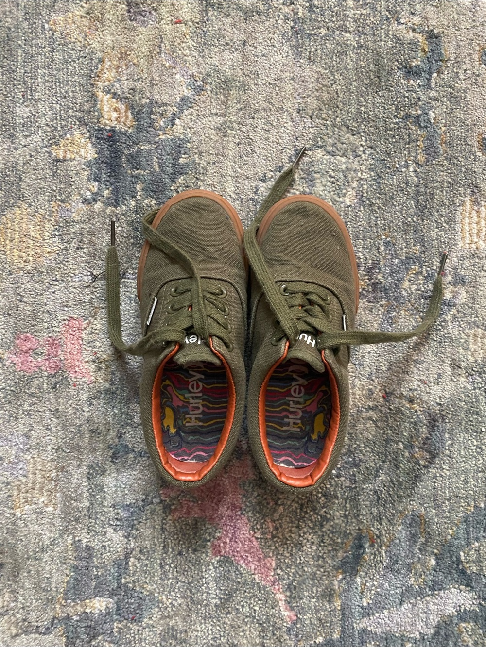 Hurley skate shows Olive Canvas Lace-Up Sneakers with Orange Trim